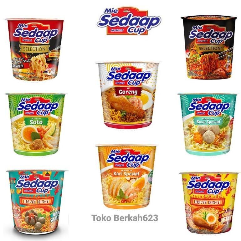 

New Produk Mie Sedaap Cup Instan All Varian / Goreng / Soto / Rawit Bingit / Korean Spicy / Baso / Kari Spesial .