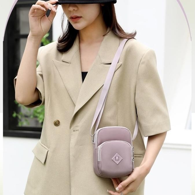TAS SELEMPANG WANITA TA873P5 KECIL IMPORT ANTI AIR UNGU LILAC JANETCA