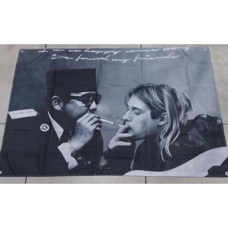 GH Bendera/Flag/Poster Kain/Miniflag Band Nirvana Kurt Cobain &Ir Soekarno TERLARIS