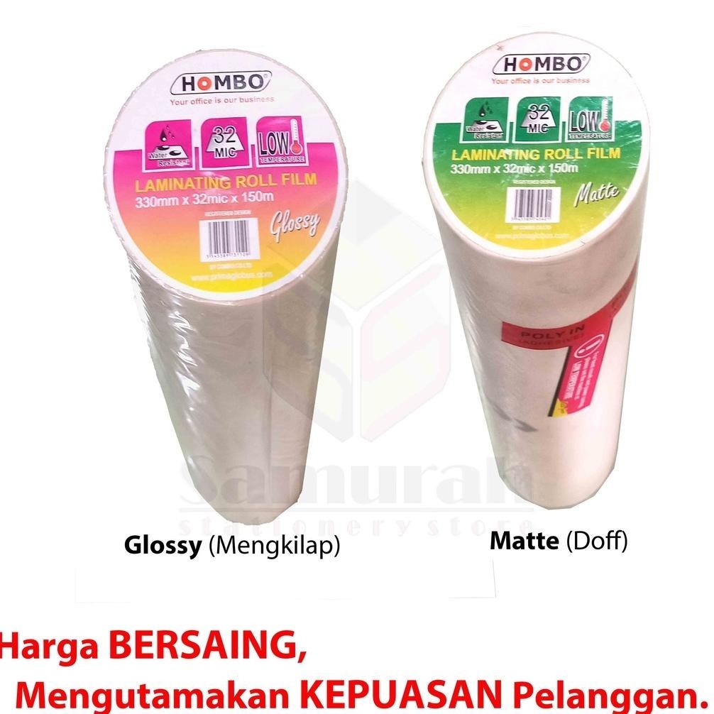 

TERMURAH Plastik Laminating Roll Hombo Glossy - Matte / Doff 32 Micron - isi 100 lembar 320 mm Panjang 150 Meter It34