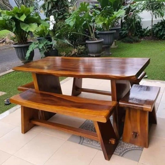 set meja kursi makan kayu trembesi/set kursi makan kayu trembesi| Mebel Jepara