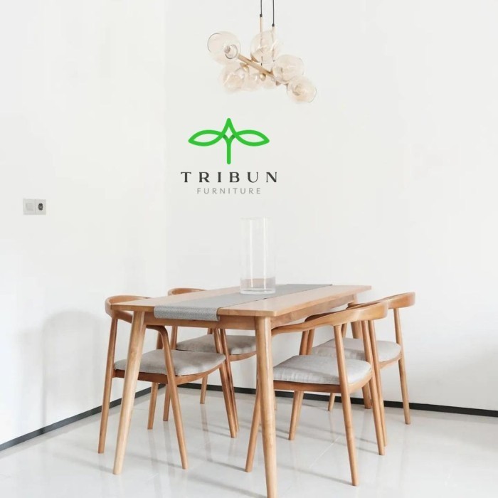 Meja Makan Set Minimalis Kayu Jati Kursi 4 Jok Busa Empuk