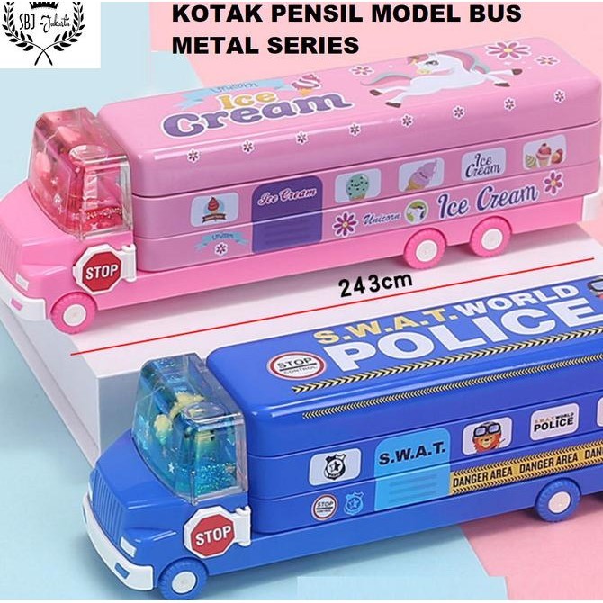 

Tempat pensil Kotak pensil Bus Double Decker Metal Series unik lucu