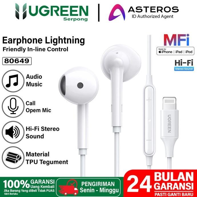 UGREEN Handsfree iPhone Lightning MFi Headset Earphone Original
