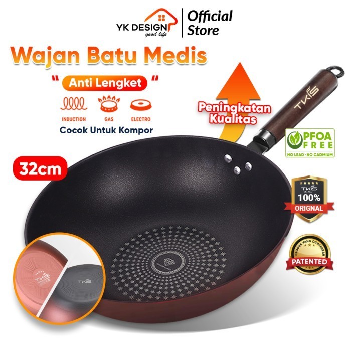 TERMURAH TKIS BY YK DESIGN TK-826 Wajan Penggorengan Antilengket Bahan Batu Med