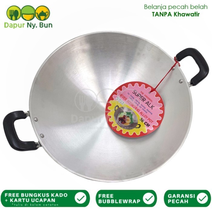 HEMAT Kuali / Wajan / Penggorengan Alumunium Kwali Taiwan Tebal 36cm