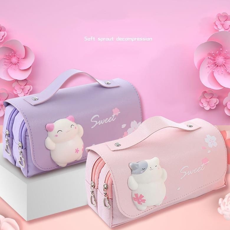 

Kartun Tas Pensil Dekompresi/Kapasitas Besar Siswa Sekolah Dasar Tas Pensil Multifungsi Dekompresi/Super Cute Girl Heart 3D Net Red Pencil Bag (Order Sebelum Ketinggalan)