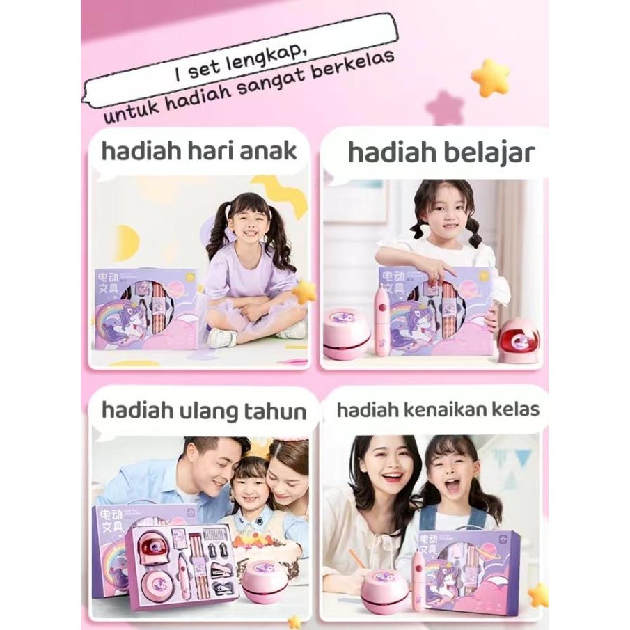

Electric Stationery 11 Set/ Set Alat Tulis Elektrik Warna Pink dan Bir TF