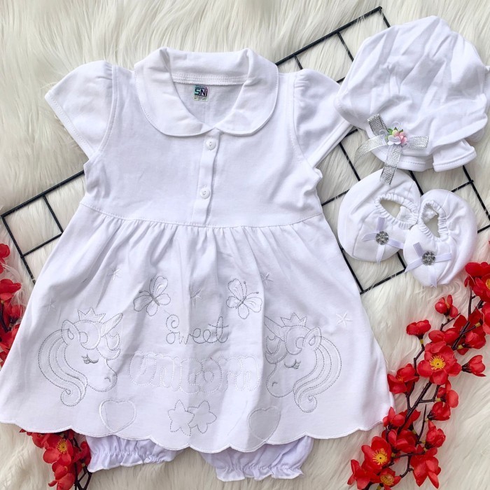baju dress 0-6 bulan dress merah pesta anak bayi cewek -ruf