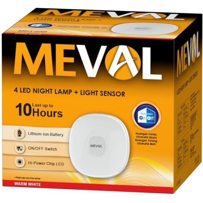 Lampu Tidur 4 LED Night Lamp + Sensor Cahaya (Kuning) - Meval