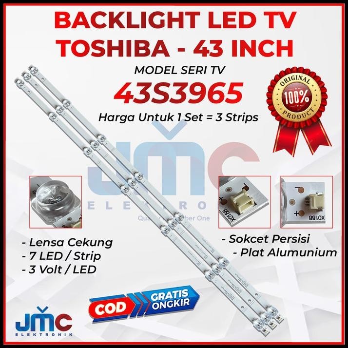 Backlight Tv Toshiba 43S3965 Lampu Led Bl 7 Mata Kancing Cekung 7K