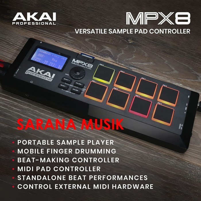 

AKAI MPX8 AKAI MPX-8 AKAI MPX 8 Portable Sample Pad Controller