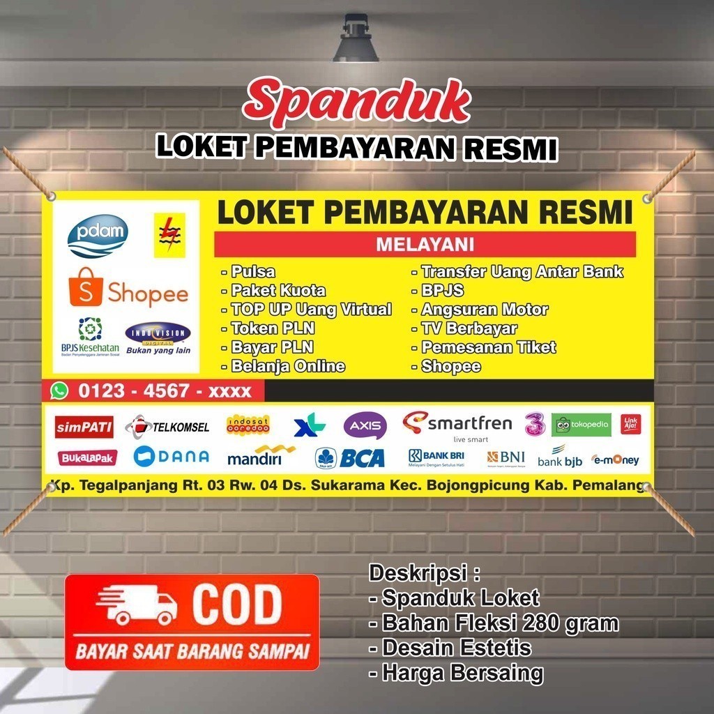 spanduk banner loket pembayaran resmi - ppob - bayar online - bayar token listrik bisa Bayar COD