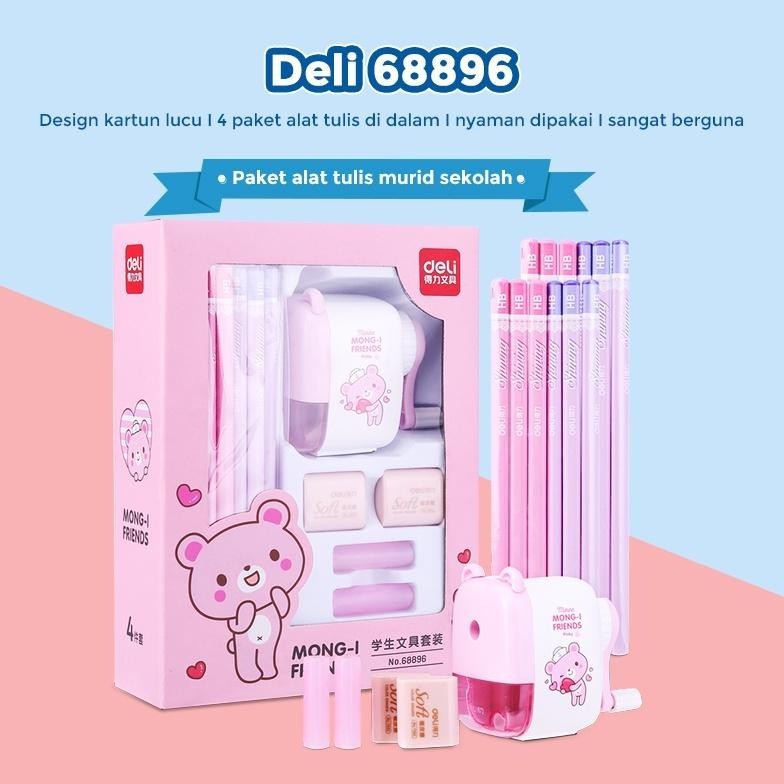 

Deli Stationery Set 4 In 1 Rautan Pensil 12Pcs Pensil 2 Penghapus Dan 2 Penutup Pena 68896 Sale