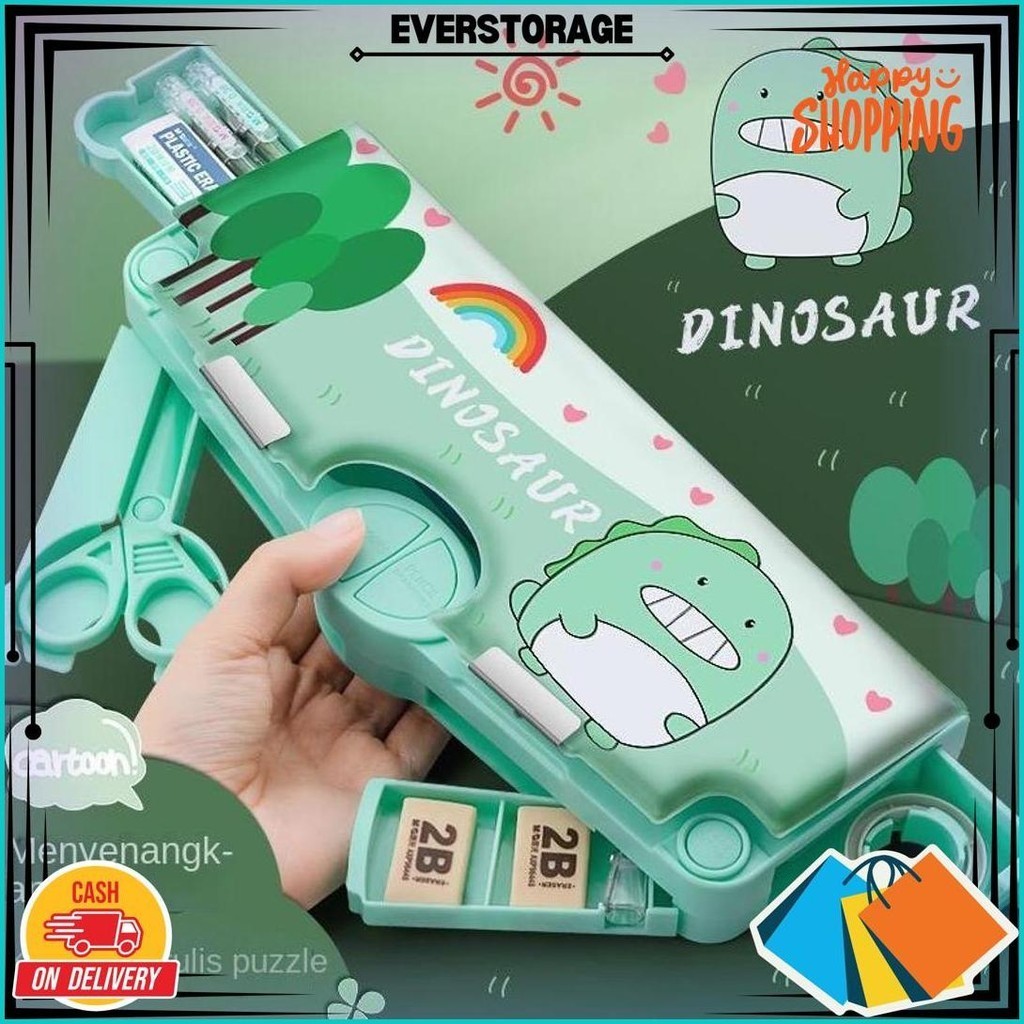 

CodKotak Pensil Multifungsi Motif Unicorn / Dinosaurus / Astronot Untuk Anak Lengkap Peruncing Gunting Isolasi Penghapus Promo