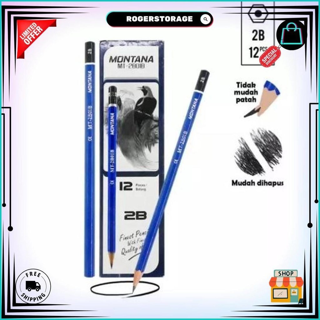 

(12Pcs) Pensil Kayu 2B Hijau Murah Montana / Prokenso Promo