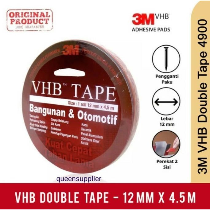 

Double Tape Super Kuat Super Lengket Merk 3M VHB Original lebar 12 mm