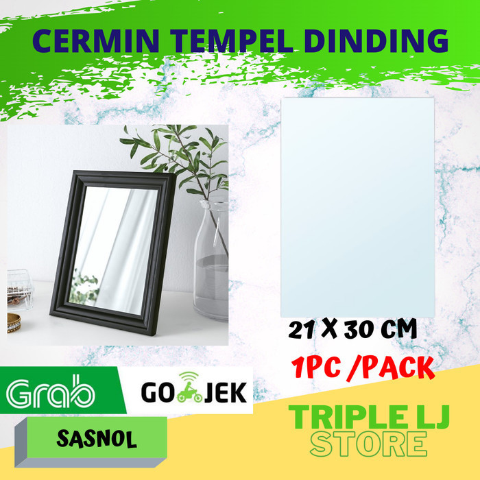 KACA CERMIN GANTUMG TEMPEL DINDING PINTU PERSEGI 21 X 30 CM