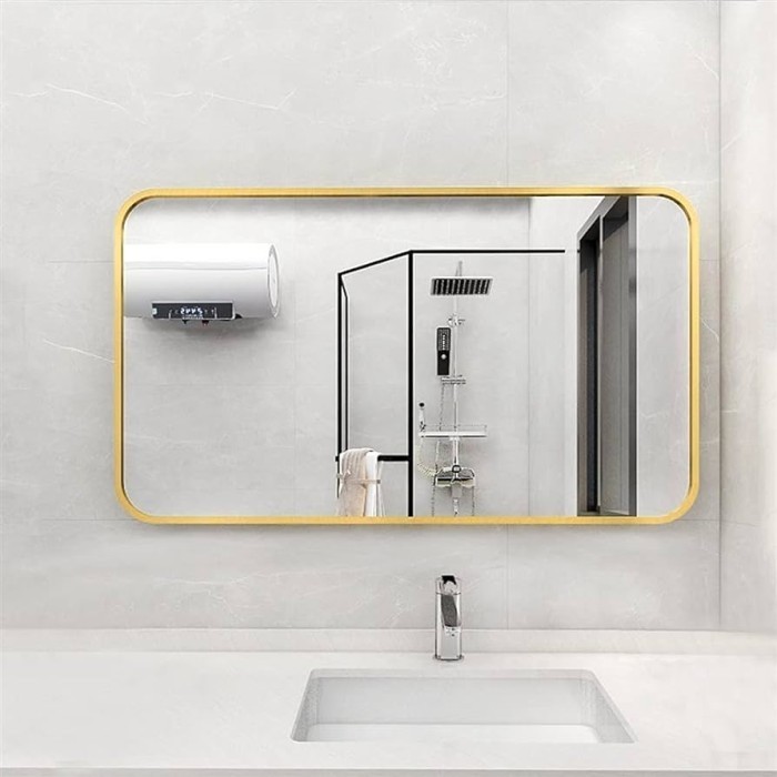 CERMIN DINDING FRAME BESI CERMIN PERSEGI PANJANG CERMIN PLYWOOD