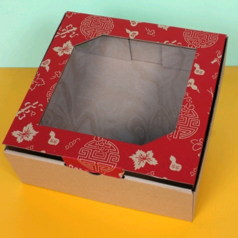 

Kardus Die Cut Cake Box Kotak Kue Merah Imlek size 25.5 x 25 x 10 cm harga per 10pcs kotak dus unggul box packaging