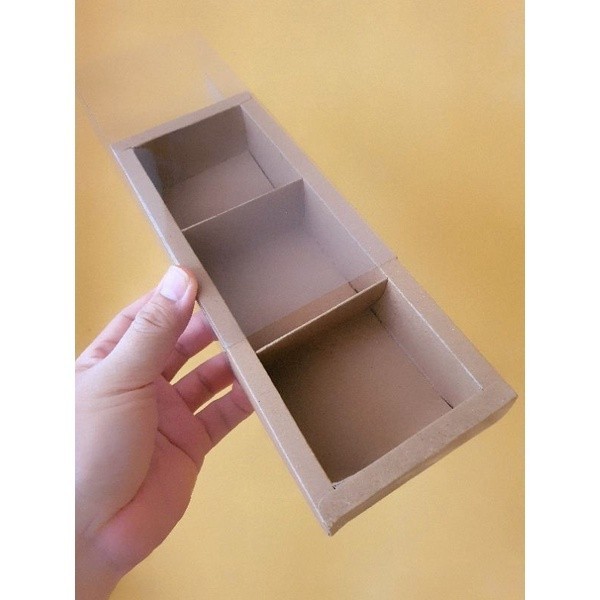 

5 pcs dus box mika eggtart polos warna cokelat sekat 3 size 4.5 cm