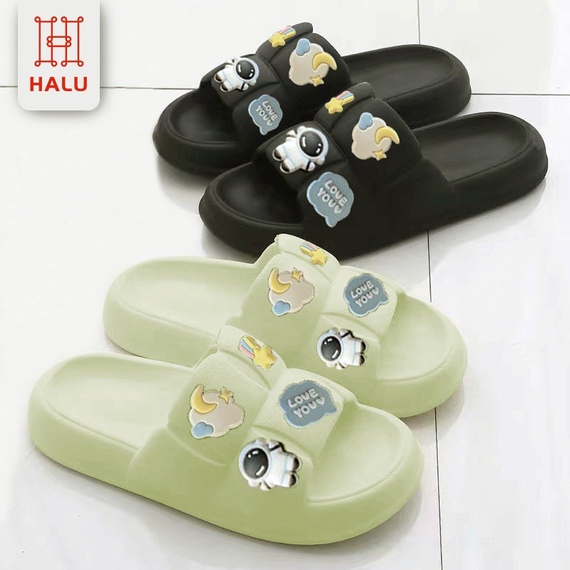 Sandal Karet Wanita // HALU Sandal Slop Wanita Sandal Jelly Karakter Lucu Sandal Karet PVC Enpuk