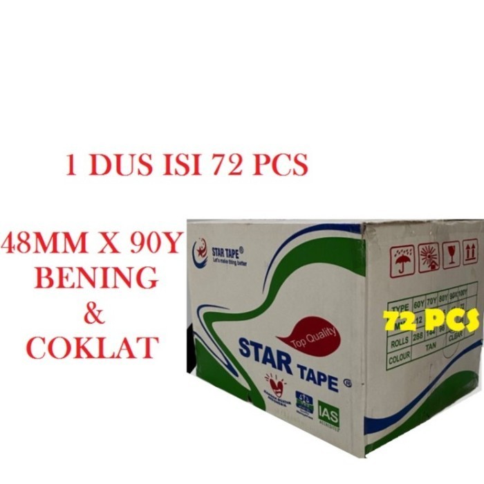 

Lakban Isolasi Star Tape 48Mmx90Y Full Bening Coklat Kualitas Daimaru