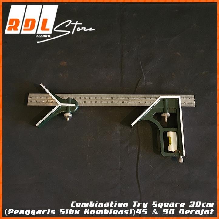 

Combination Try Square 30Cm (Ggaris Siku Kombinasi) 45 & 90 Derajat