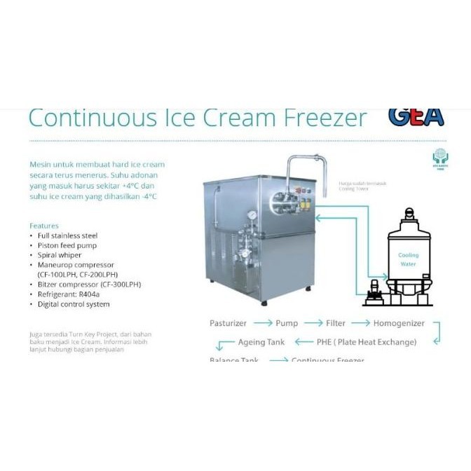 [Promo] Continuous Ice Cream Freezer Gea Cf-100Lph / Mesin Hard Ice Cream Gea