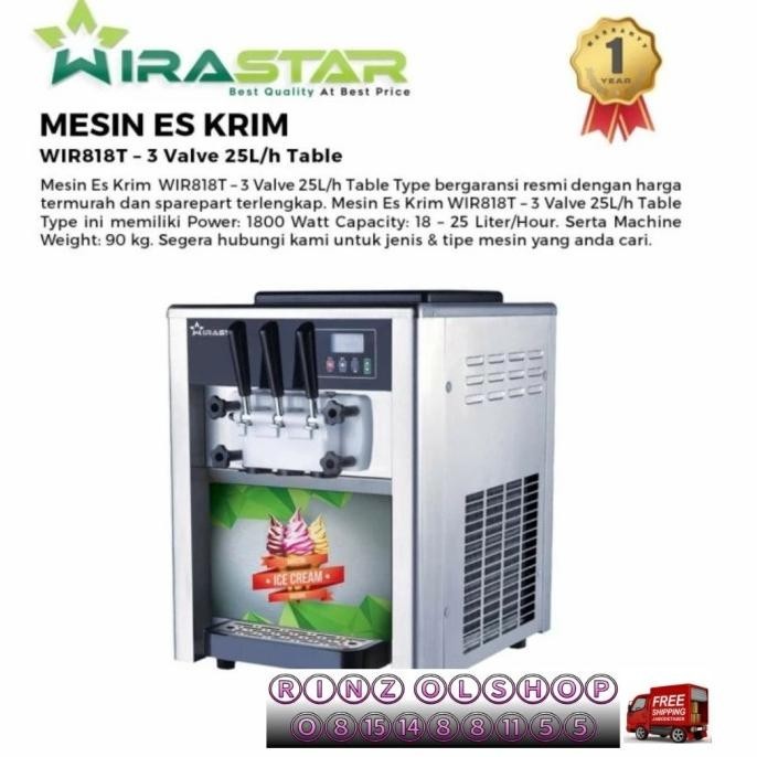 [Best Quality] Mesin Es Krim Wirastar Wir-818T Ice Cream 3 Valve Table Wir818T