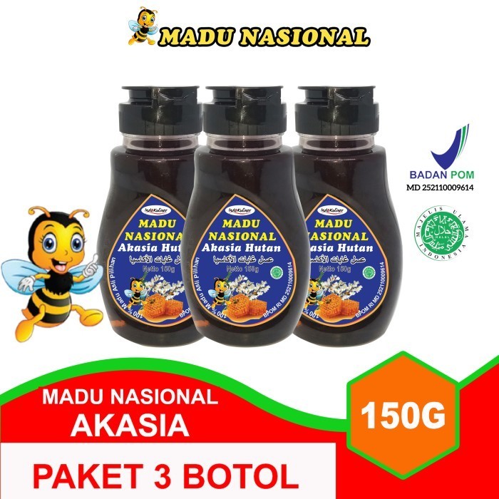 

Ready Madu Nasional Akasia 150gr Extra Propolis Polen Royal Jelly - 3 Botol