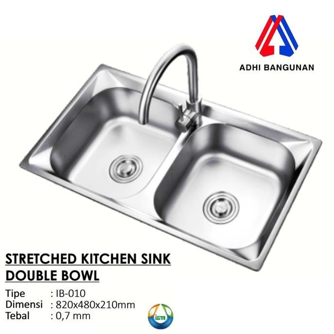 NEW Bak Cuci Piring Kitchen Sink 2 Lubang Stainless IGM (Material Tebal)