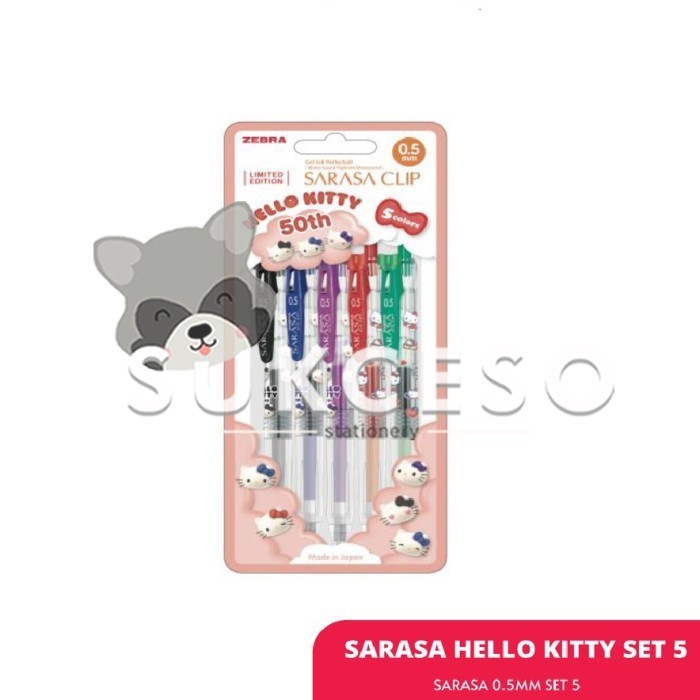 

Ready Sarasa 0.5 Hello Kitty Set 5pcs (Limited Edition) Pulpen Gel Set Isi 5