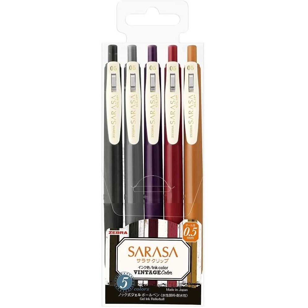 

Ready Zebra Sarasa Clip 0.5 mm Gel Ballpoint Pen Vintage 5 Color Set