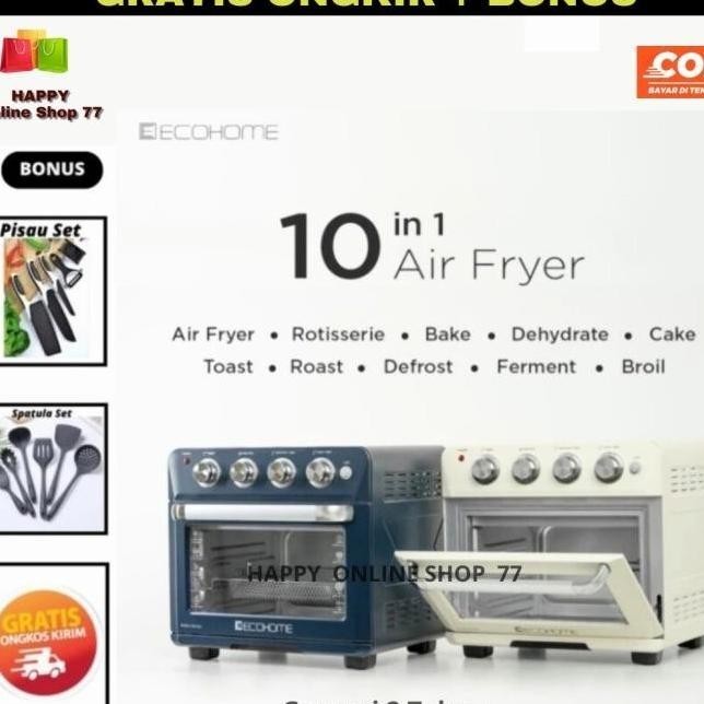 [Promo] Ready Stok Ecohome Cubic Air Fryer Oven - Oven Air Fryer Eaf-888 -