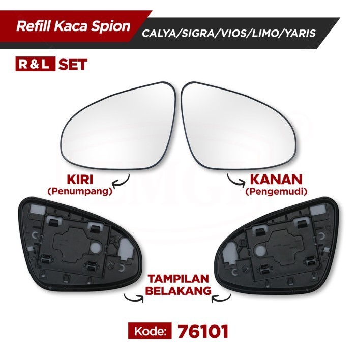 Kaca Spion Refill - Spion Mobil Calya / Sigra / Vios / Limo / Yaris