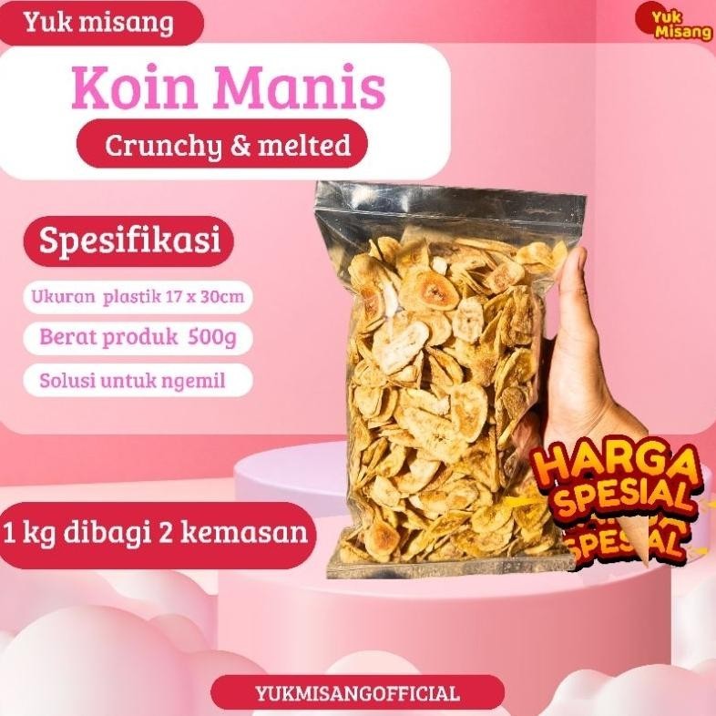 

Keripik Pisang Koin Madu Rasa Manis Berat 1kg/Keripik Pisang Koin Snack Viral Renyah AS76