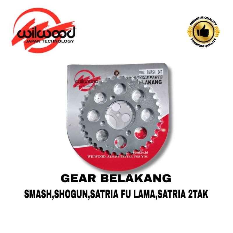 Gear belakang Smash Shogun Satria FU Satria 2tak type 428 Ukuran 31T-60T Wilwood murah