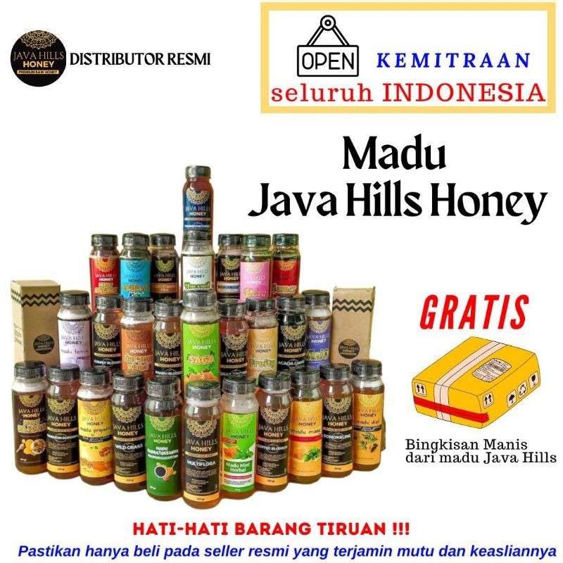 

100% ASLI MADU MURNI MADU HERBAL BY JAVA HILLS HONEY | JAVA HILS | JAVA HIILS | MADU MENTAH DISTRIBUTOR PUSAT GROSIR AGEN RESELLER | MULTIFLORA MAAG SAGA MINT HITAM PAHIT BAJAKAH PROPOLIS 320-330gr 650gr