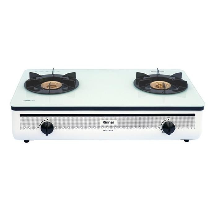 [Ready Stock] Rinnai Ri-712Gaw Kompor Gas Kaca 2 Tungku Putih