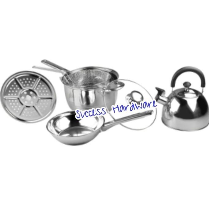[Ready Stock] Krischef Set Perlengkapan Masak Panci Atau Pengukus - 6 Pcs