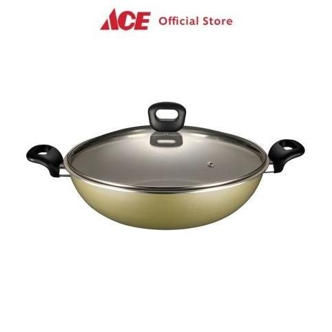 [Ready] Ace - Krischef 32 Cm Wok Pan Dengan Tutup - Gold