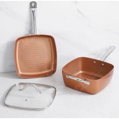 [Ready] Culinart Ceramic Square Cookware / Set Peralatan Masak Anti Lengket