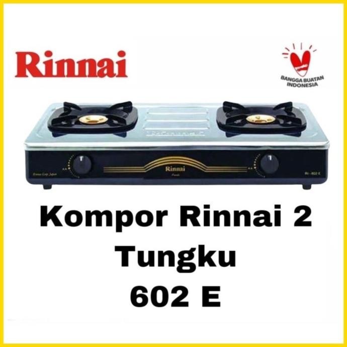 [Promo] Paket Kompor Rinnai 2 Tungku Ri 602 E(W) Warna Hitam/Putih