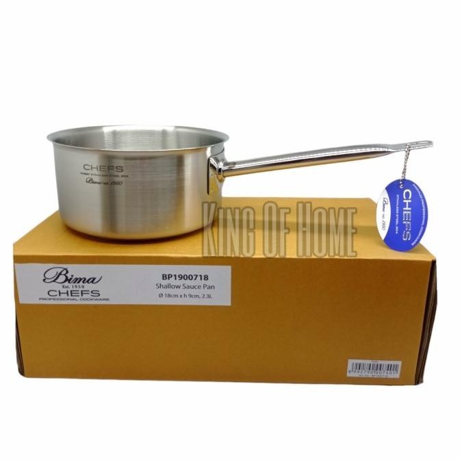 [Ready Stock] Bima Chefs Shallow Sauce Pan 2L Sus 304 18 Cm Bp1900718