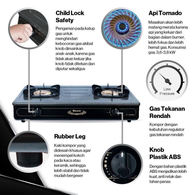 [Baru] Kompor Rinnai Ri 602 Bgx Kompor Gas 2 Tungku