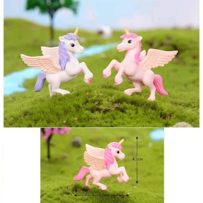 Topper Figure Cake Hiasan Toper Kue Karakter Motif Unicorn Bersayap