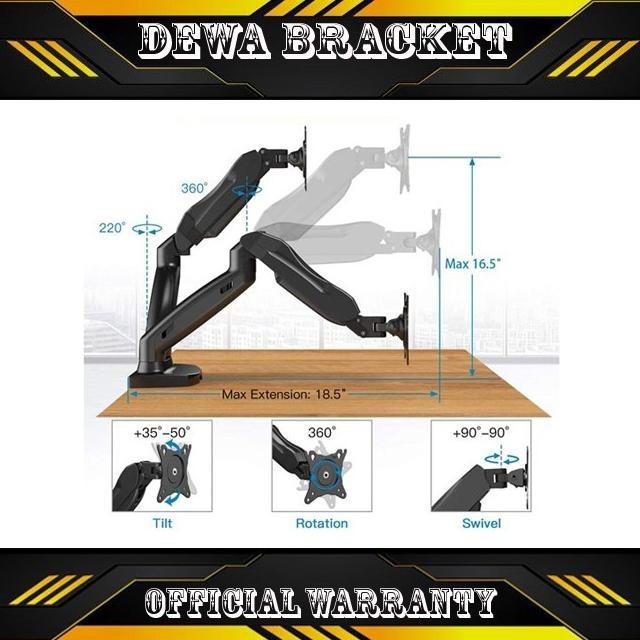 [Ready Stock] Bracket Tv Monitor Led Lcd Gas Spring Oximus Zdp1128 1128 New Zdp1128