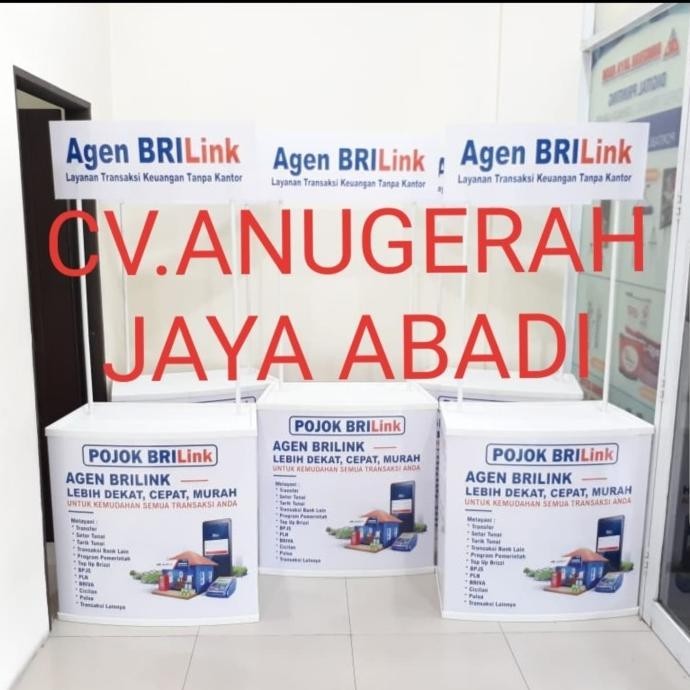 [Ready] Event Desk Brilink Meja Promosi Khusus Cetak Stiker Logo Brilink