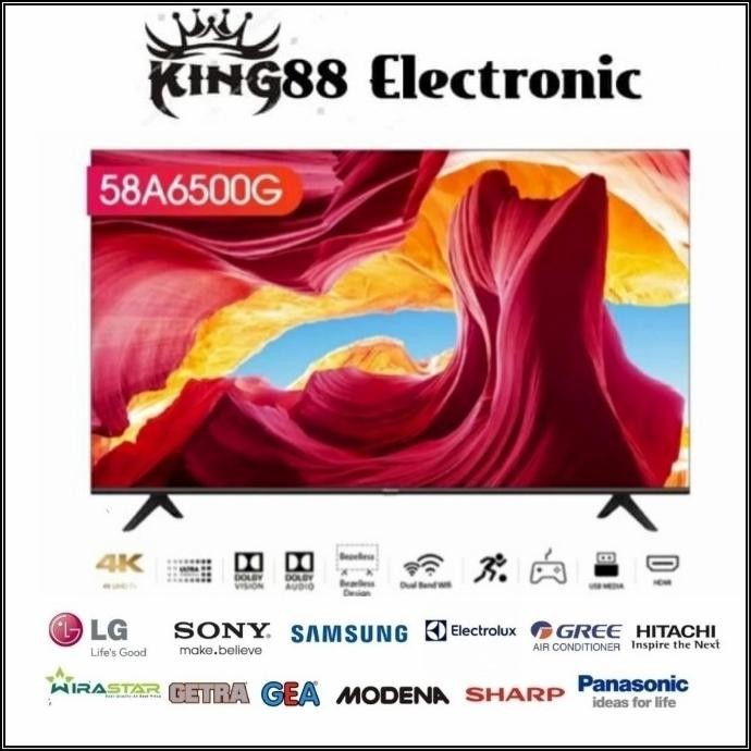 [Baru] Hisense 58A6500G Led Tv Android 58 Inch Bezelless Uhd 4K